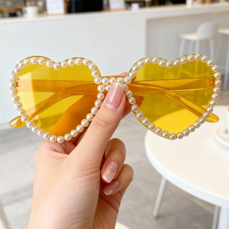 Heart-Shaped Pearl-Accent Sunglasses Kalsten