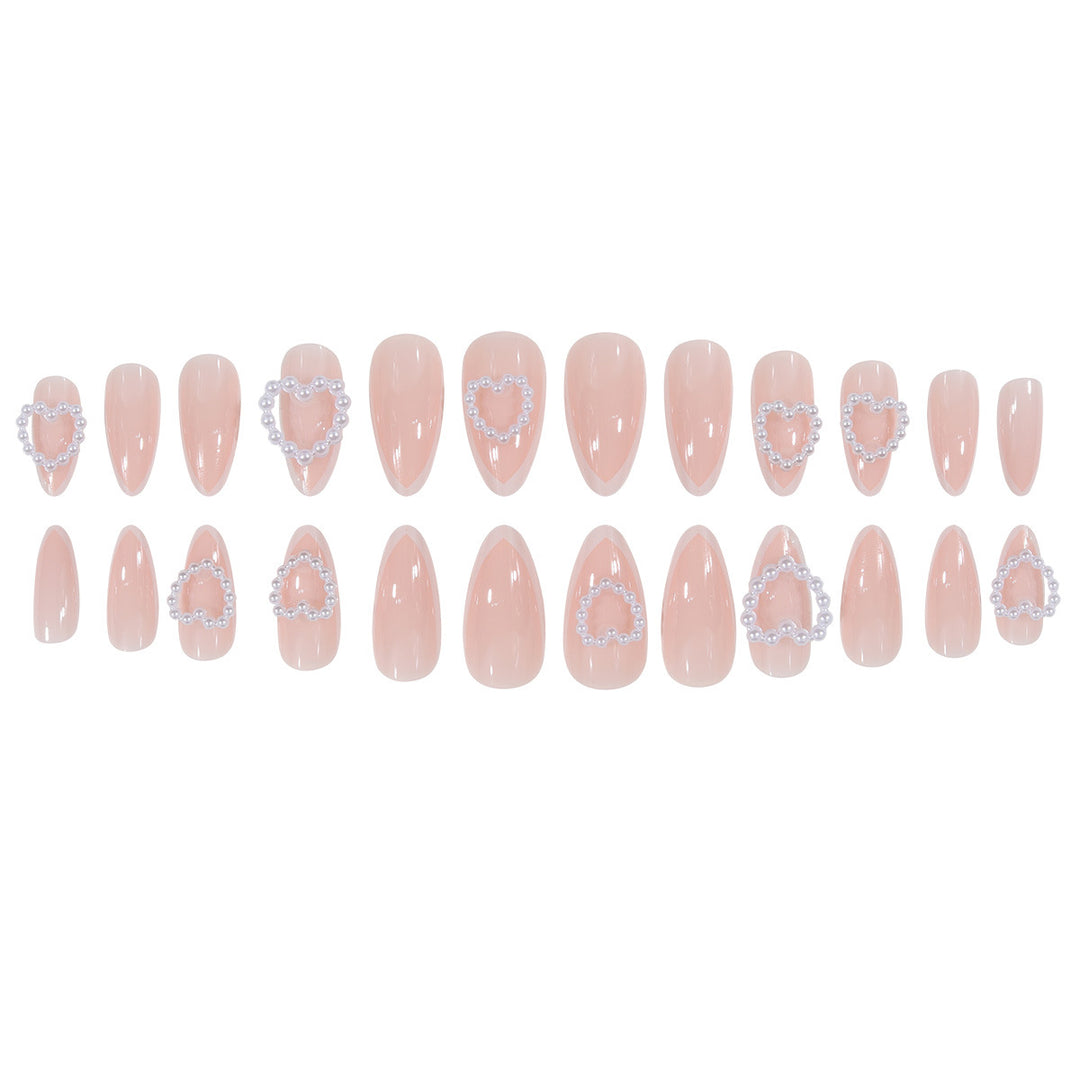 Heart-Design Press-On Nails with Pearl Accents Kalsten