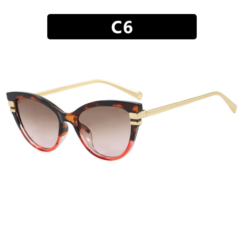 Ladies Cat-Eye Sunglasses with Elegant Plastic Frame and Golden Accents Kalsten