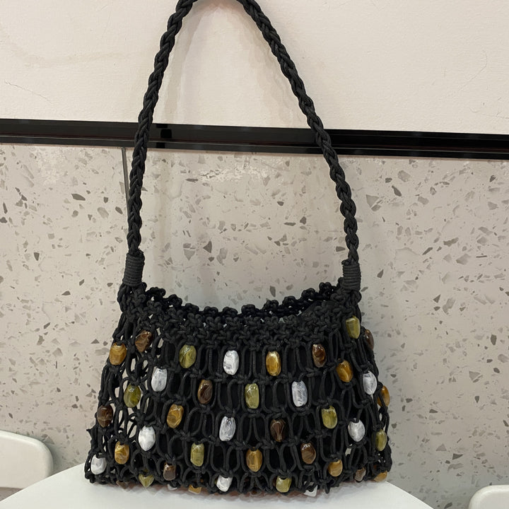Hand-knotted net bag with decorative beads Kalsten