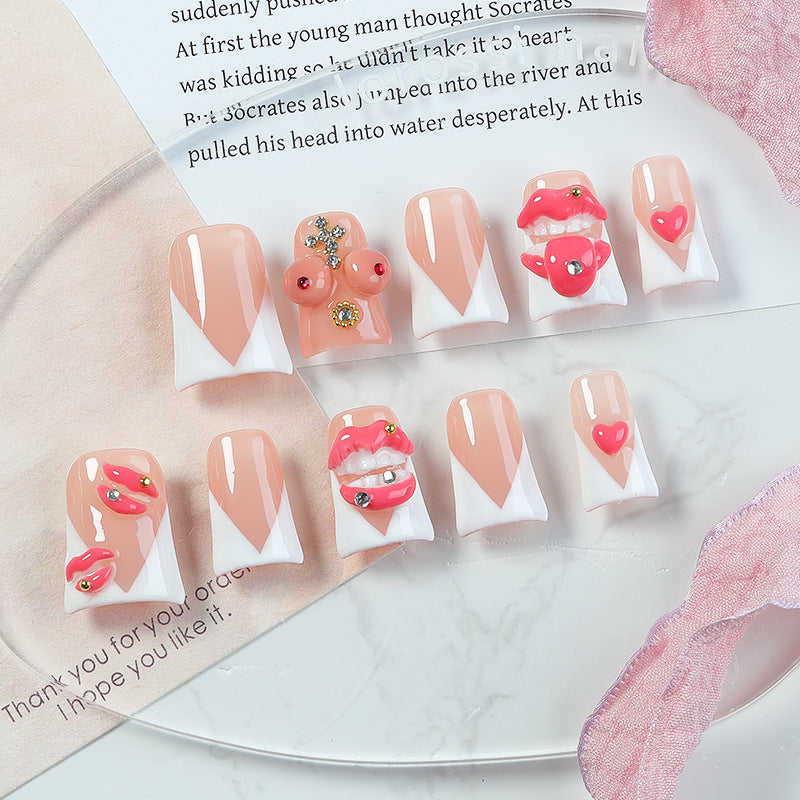Creative nail art set with lip and glitter accents Kalsten