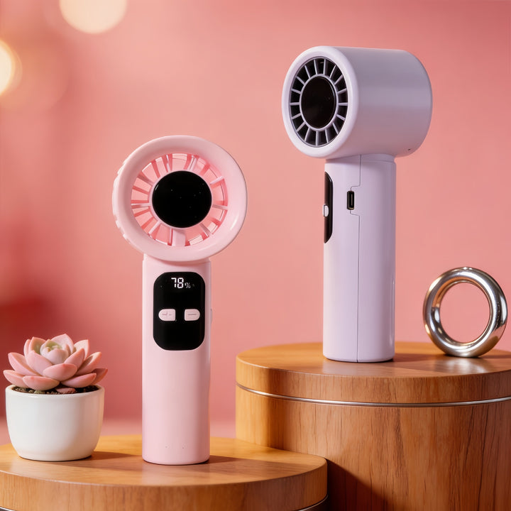 Ladies Portable Hand Fan with LCD Display and USB Connection Kalsten
