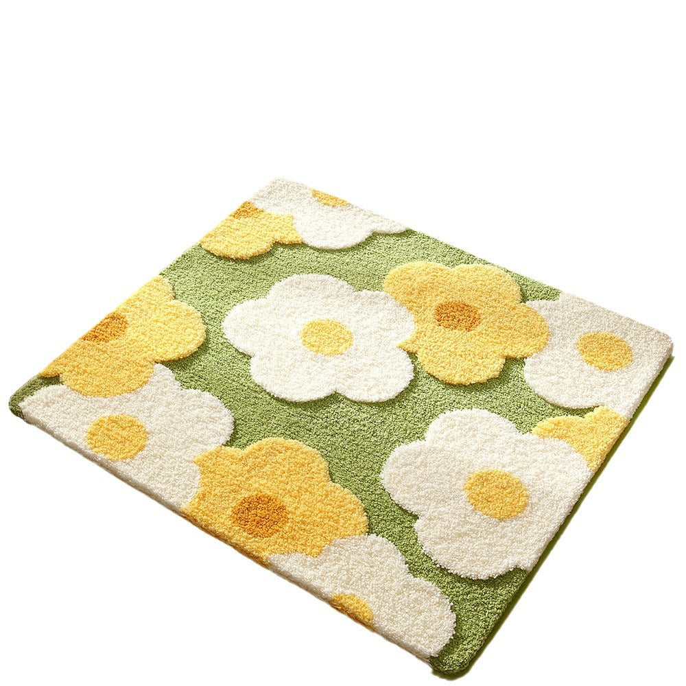 Floral Patterned Plush Bath Mat Kalsten