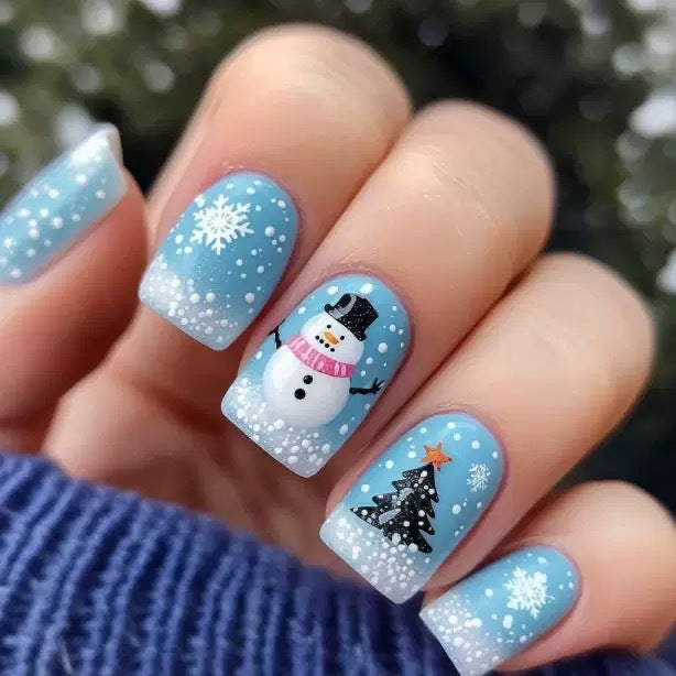 Artificial nail set with winter motifs and festive accents Kalsten