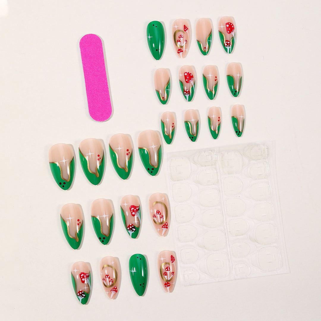 Artistic Stiletto Nail Art Extensions with Floral Accents Kalsten