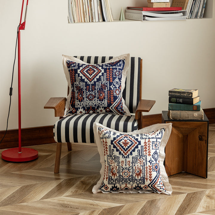 Decorative linen cushion cover with ethnic pattern Kalsten