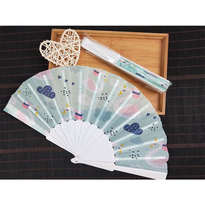 Women folding hand fan with shimmering scale pattern Kalsten