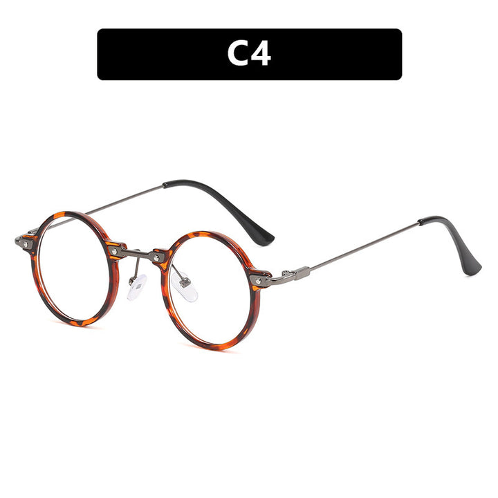 Women's round sunglasses with stylish metal frame and large blue lenses Kalsten