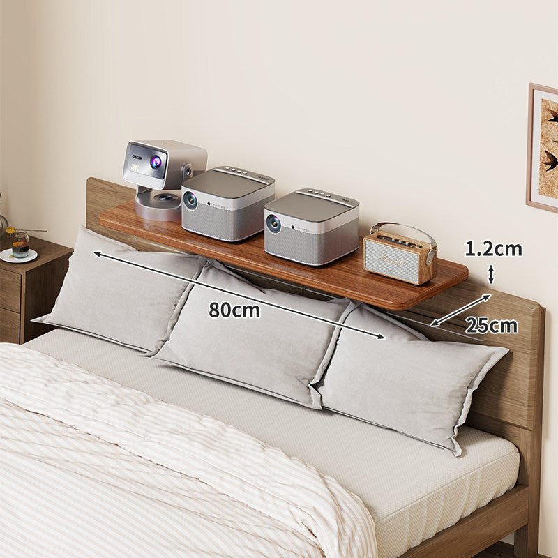 Headboard-Mounted Floating Bedside Shelf for Projectors and Devices