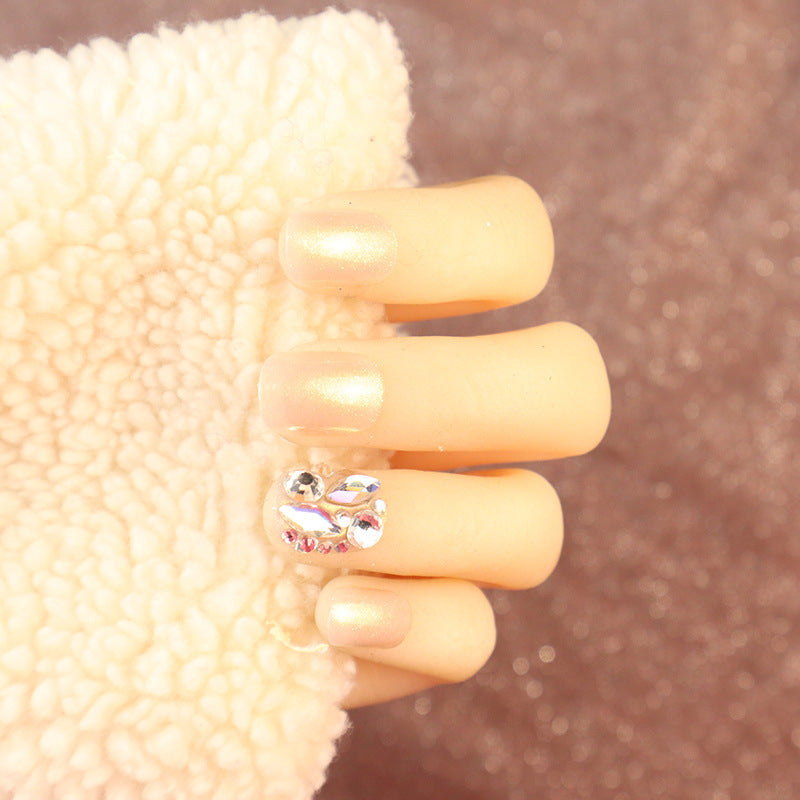 Elegant Press-On Nail Kit with Rhinestone Accents