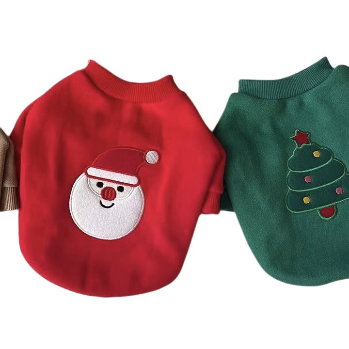 Holiday Santa Appliqué Cotton Pet Tee Shirt