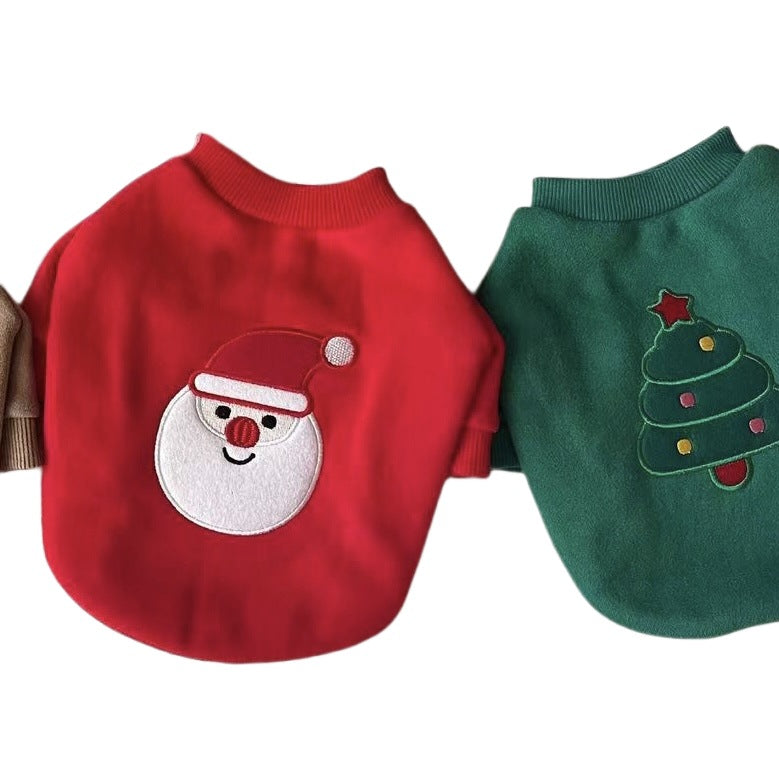 Small Dog Plush-Lined Holiday Embroidered Christmas Tree Sweatshirt