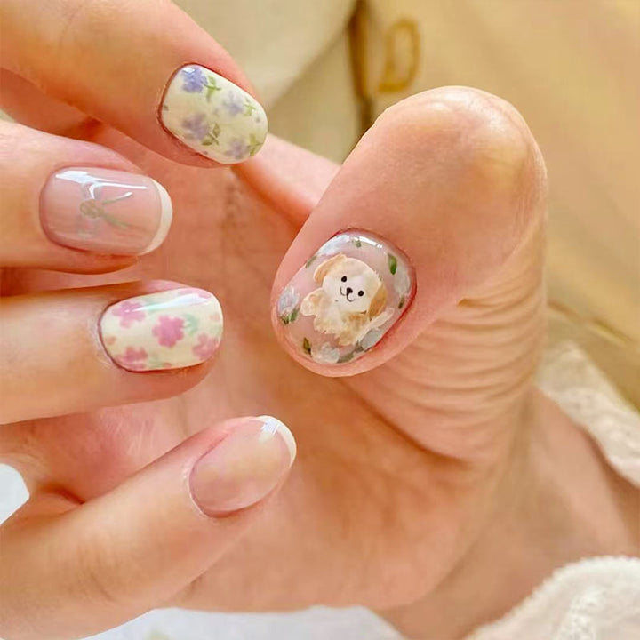 Artistic Cat-Themed Press-On Nail Art Set Kalsten