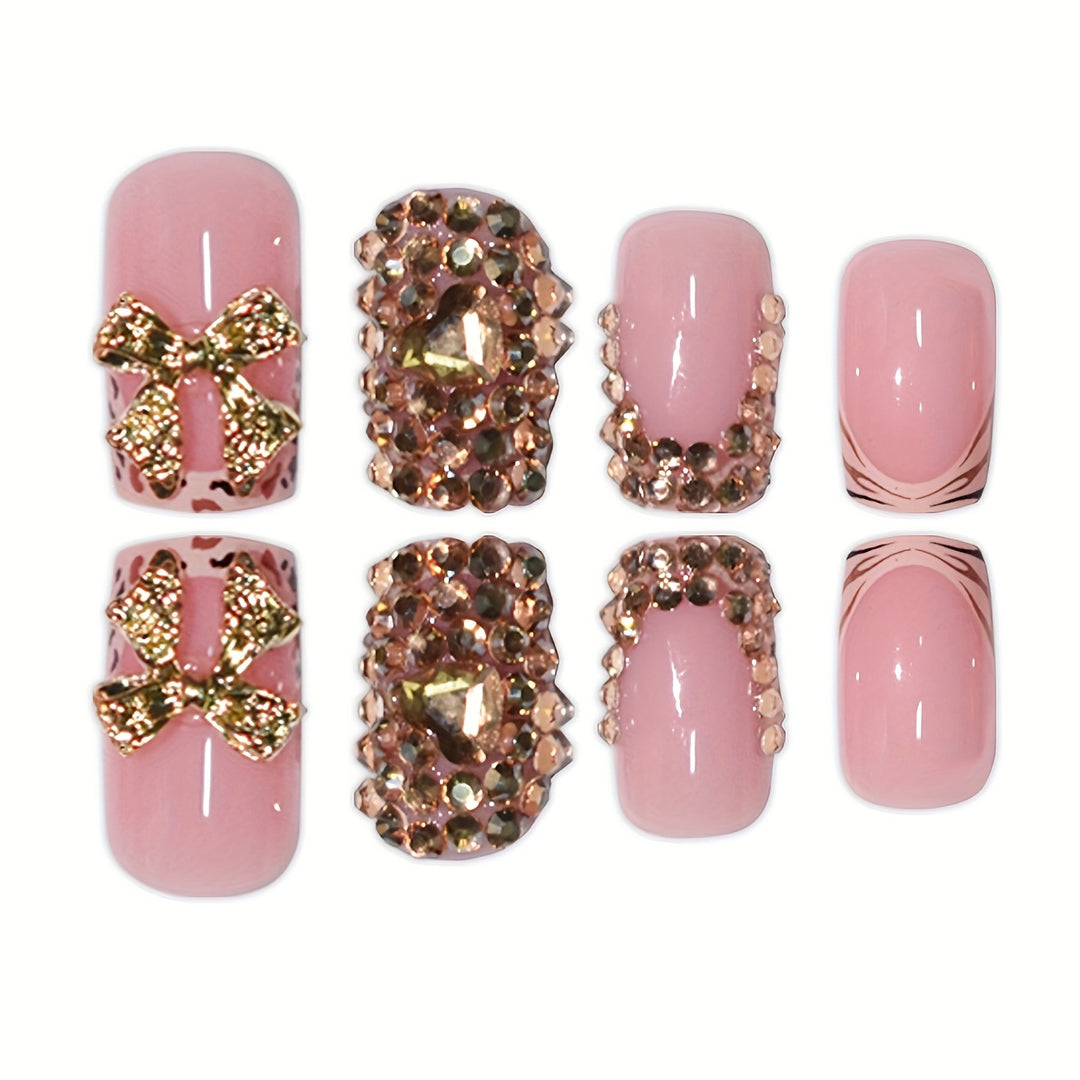 Glamorous Rhinestone-Embellished Press-On Nails Kalsten
