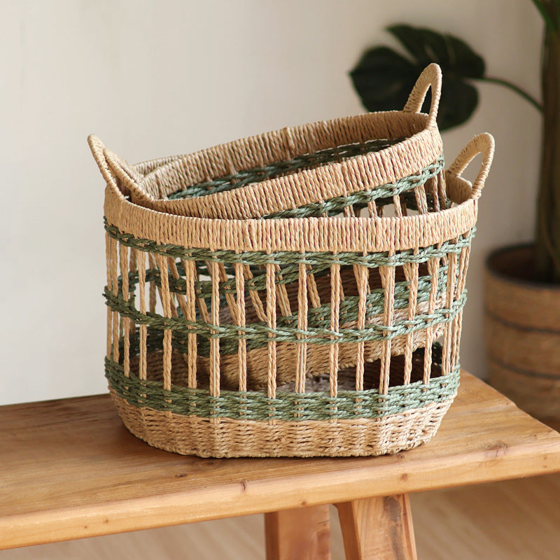 Handcrafted storage basket with natural material Kalsten