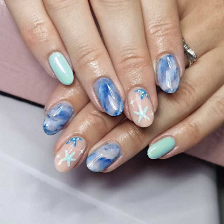 Artistic Ocean-Themed Press-On Nails Kalsten