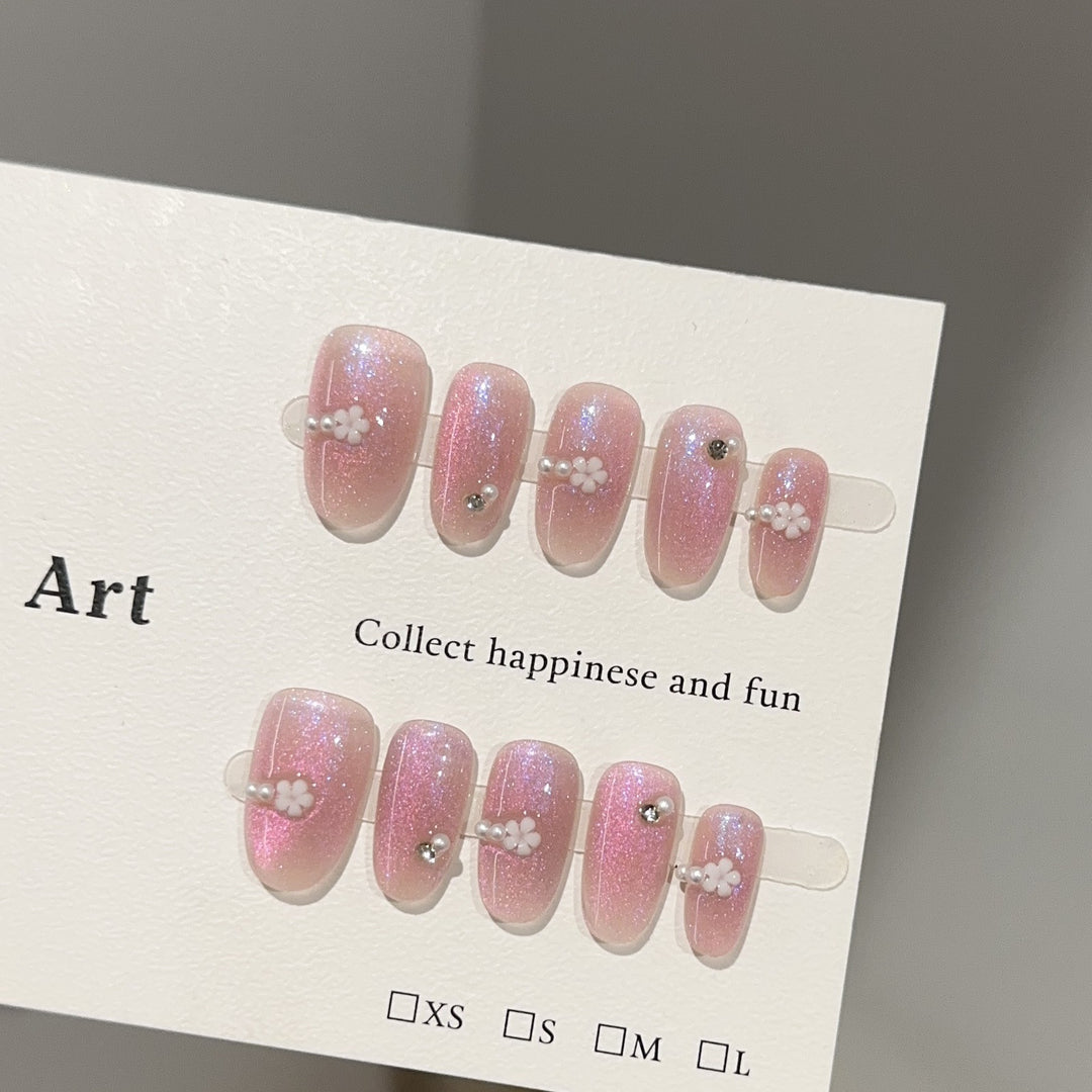 Floral Embellished Press-On Nail Art Set