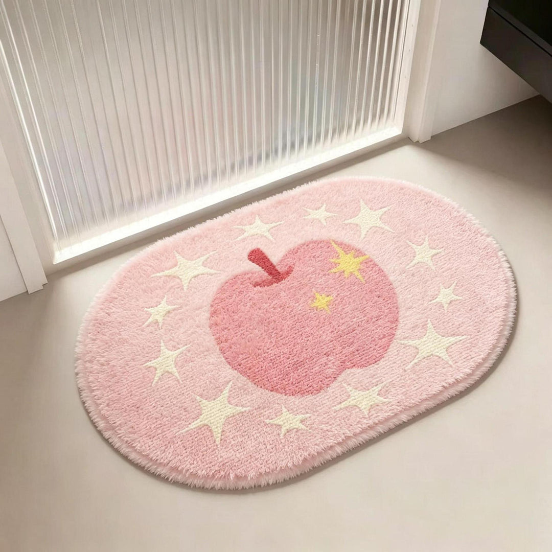 Decorative Apple Themed Bath Mat for Home