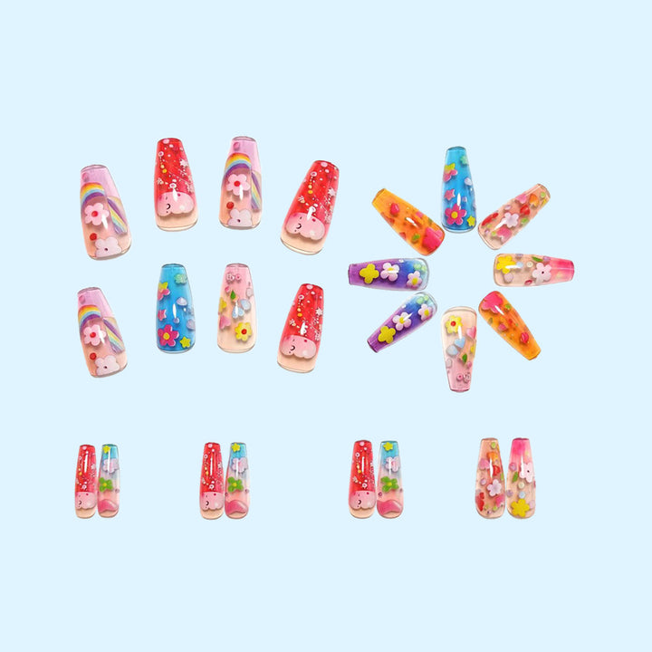 Creative Art Nails with Colorful Flower Design Kalsten