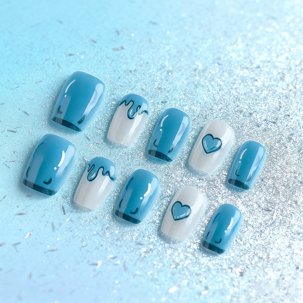 Artistic Press-On Nail Set with Heart Designs Kalsten