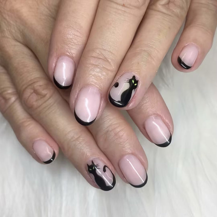 Artistic Cat-Themed Press-On Nails Kalsten