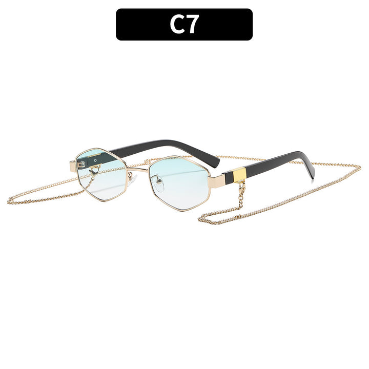 Stylish Hexagonal Sunglasses with Chain Accents