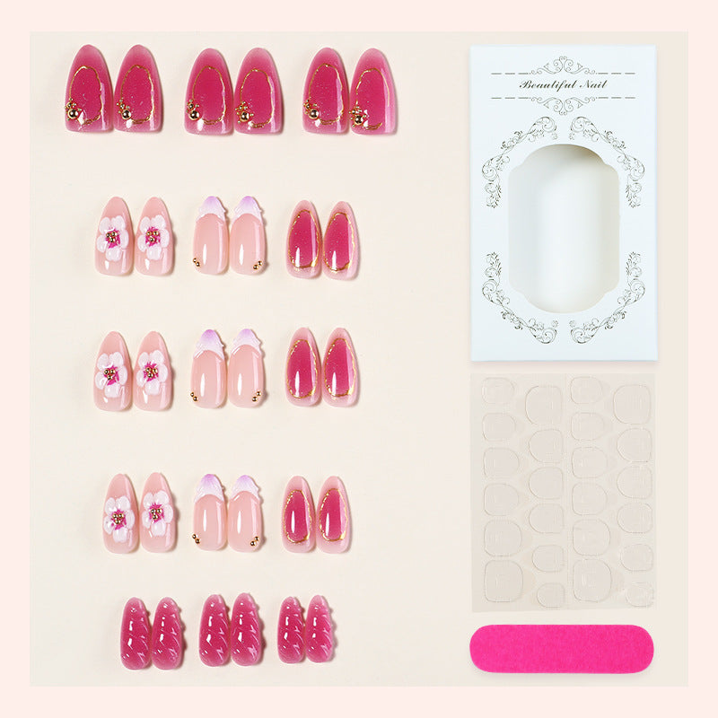 Premium Decorative Press-On Nail Set with Floral Accents Kalsten