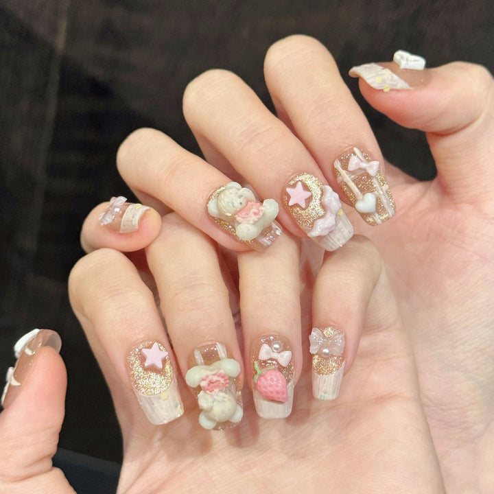 Artistic 3D Character Press-On Nail Art Set