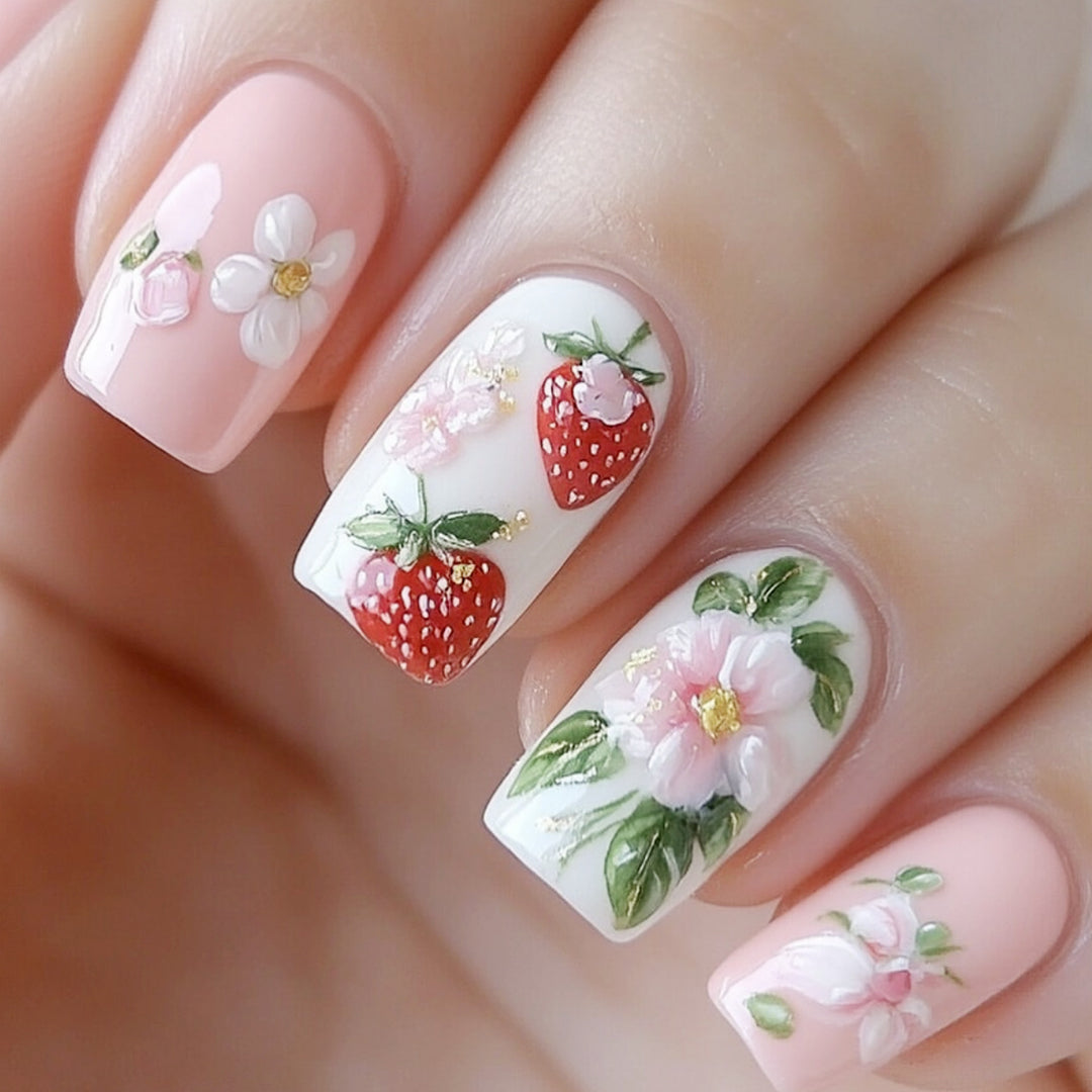 Strawberry Floral Nail Art Set Kalsten