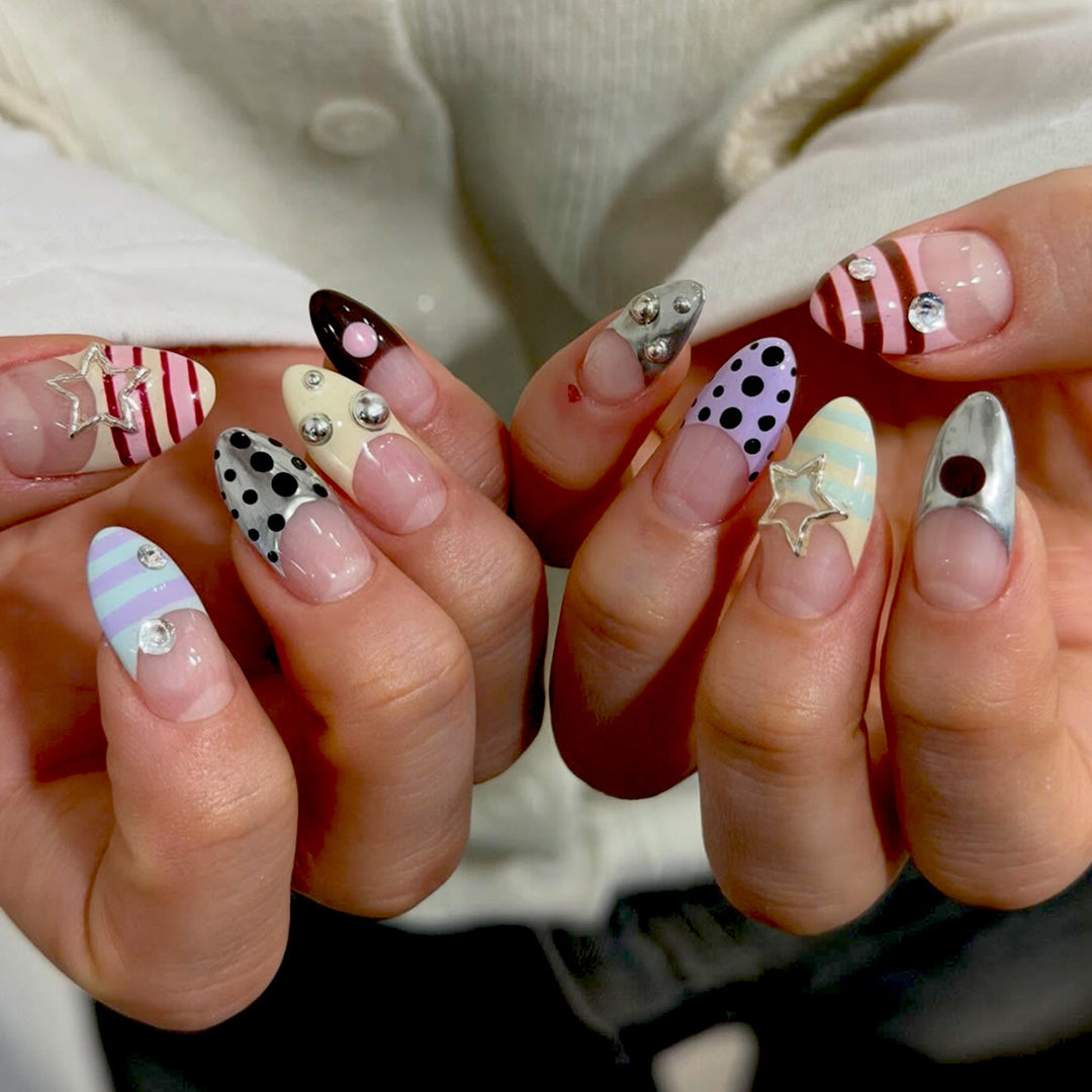 Artificial nails with creative patterns and 3D accents Kalsten
