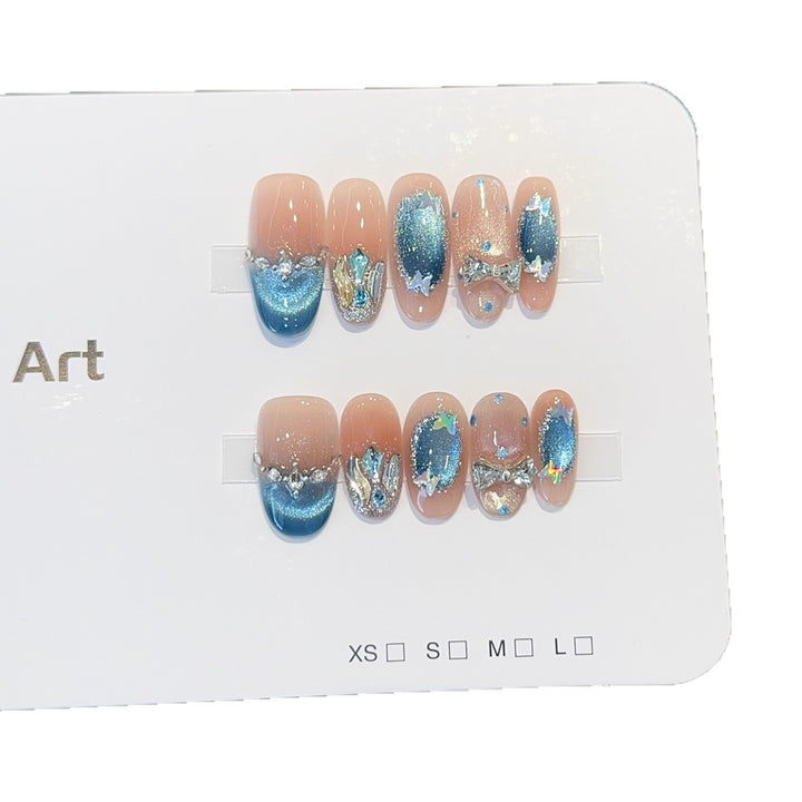 Artificial nail tips with glitter and watercolor effect Kalsten
