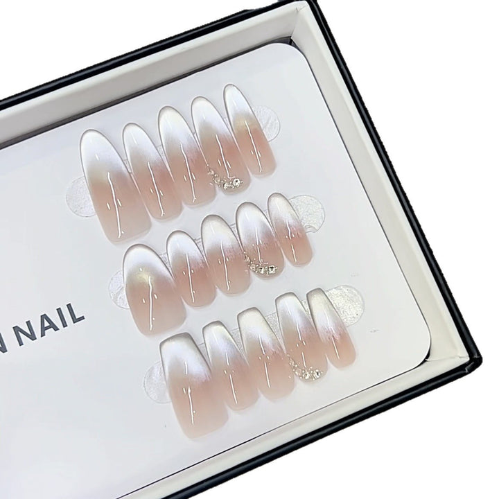 Elegant Press-On Nail Set with Ombre Finish and Decorative Accents Kalsten