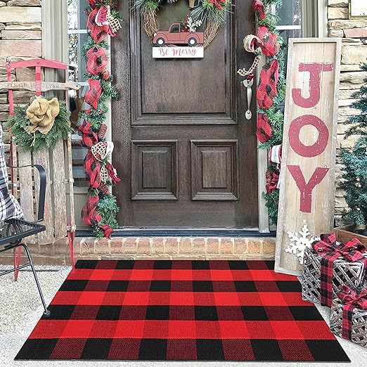 Plaid Outdoor Welcome Mat