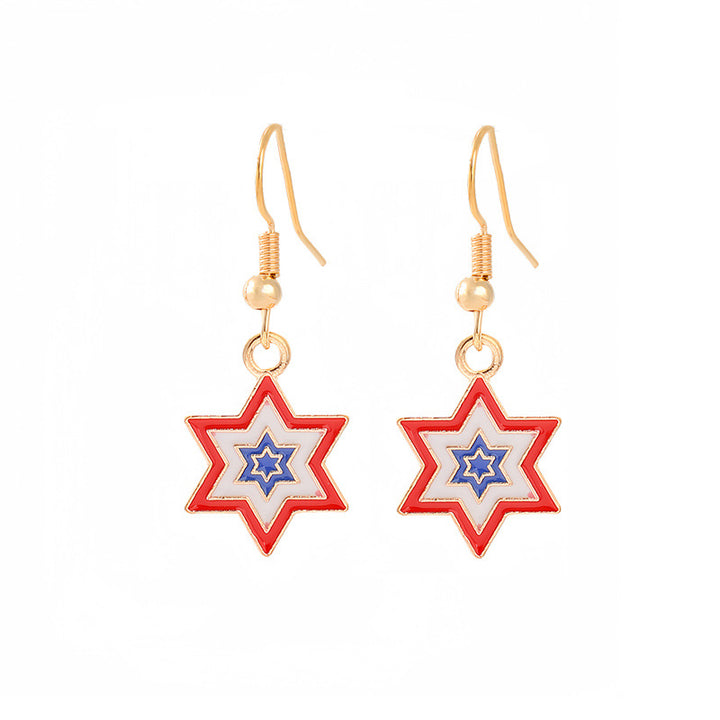 Ladies enamel earrings horseshoe with star stripe motif Kalsten