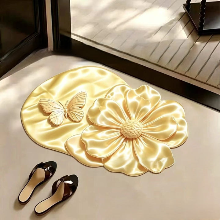 Floral Design Shaped Bath Mat
