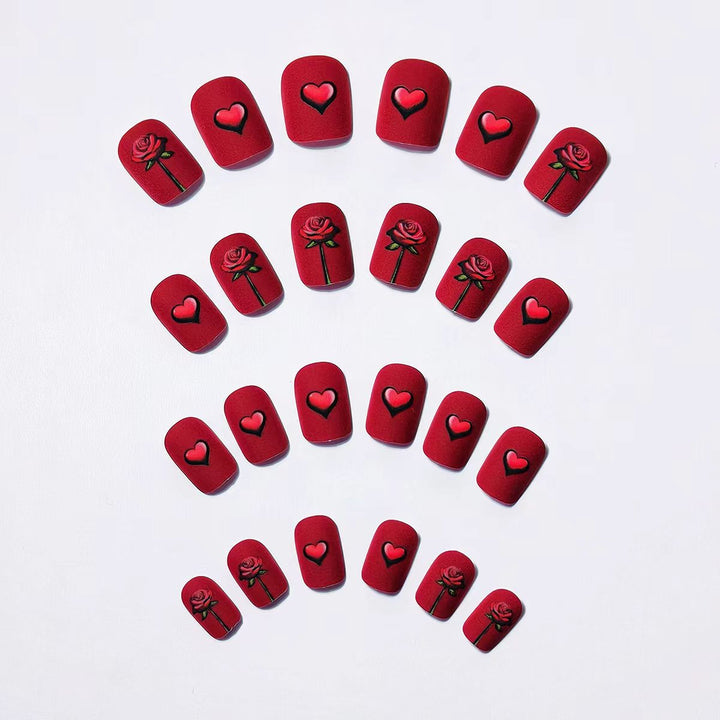 Artificial nails with romantic rose and heart design Kalsten
