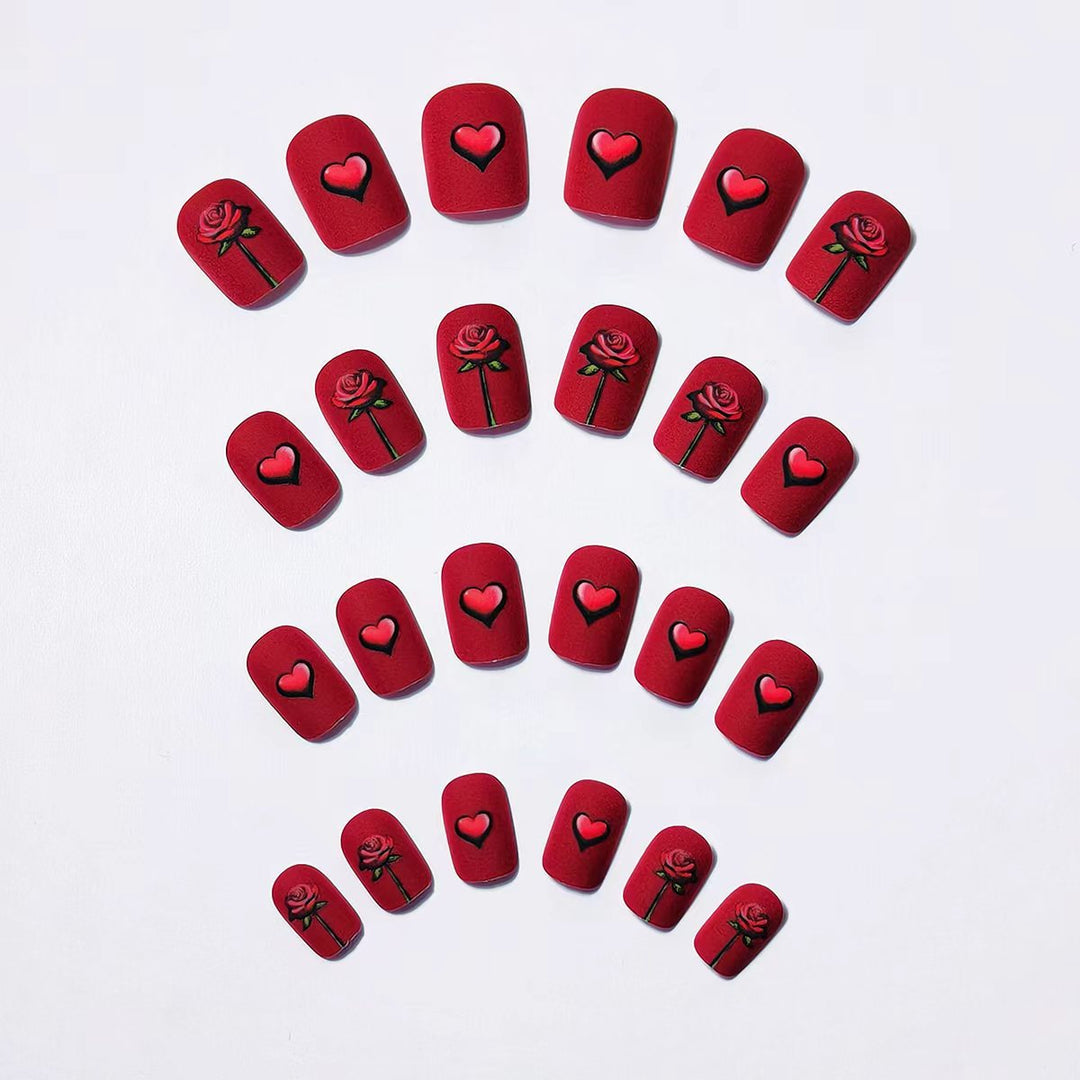 Romantic Floral and Heart Nail Art Kalsten