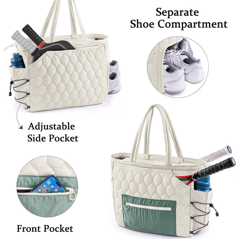 Sporty quilt bag with separate shoe compartment and pockets for accessories Kalsten