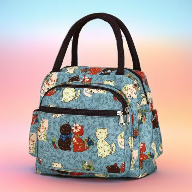 Cat Print Multi-Pocket Tote Bag Kalsten