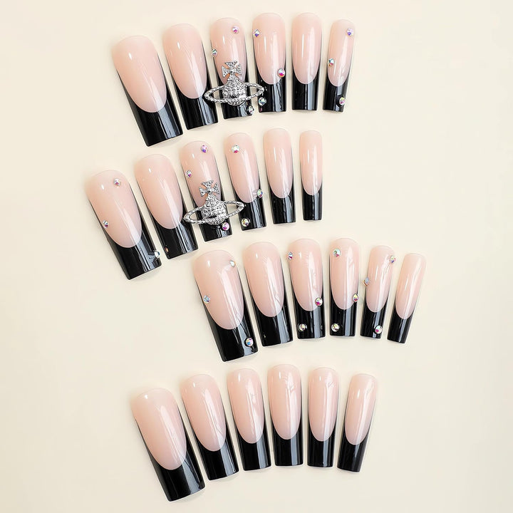 Glamorous artificial nails with rhinestones and unique 3D decorations Kalsten