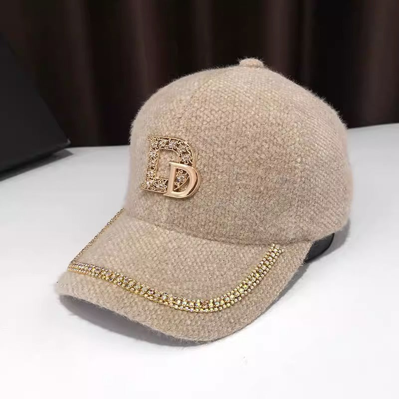 Women's Luxurious Embellished Wool Baseball Cap Kalsten