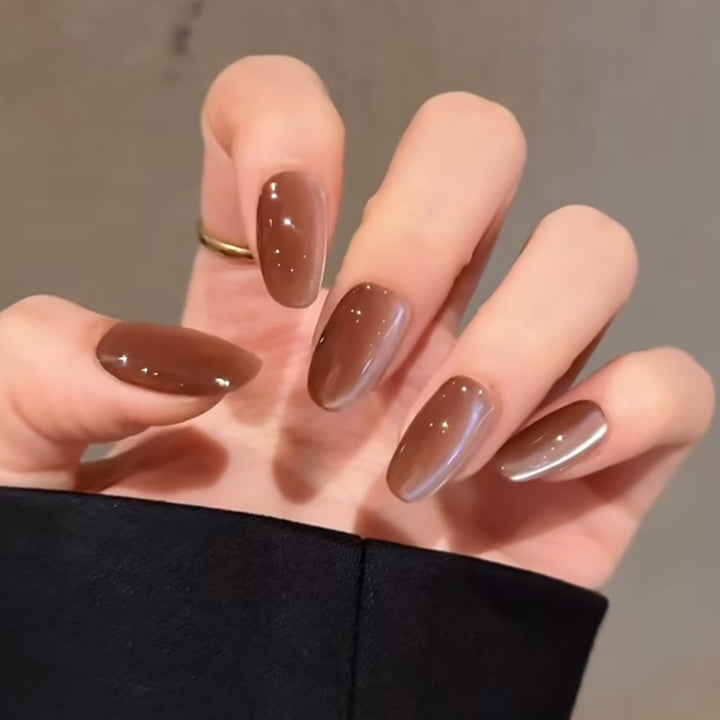 Stylish Nail Art Press-On Set with Glitter and Glossy Finish Kalsten