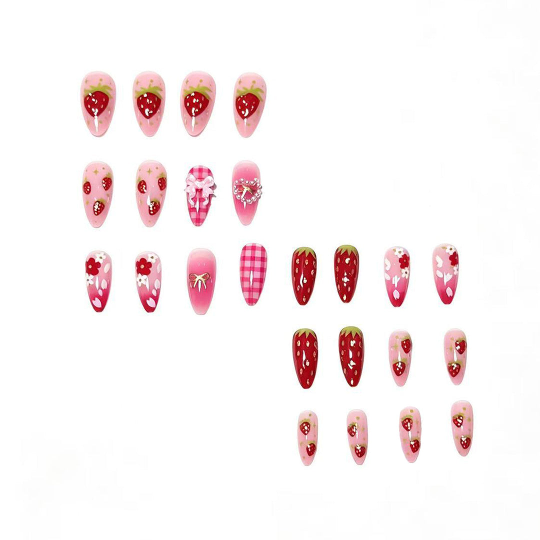 Strawberry-Themed Press-On Nail Art Set Kalsten