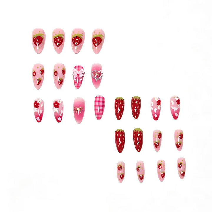 Strawberry-Themed Press-On Nail Art Set Kalsten