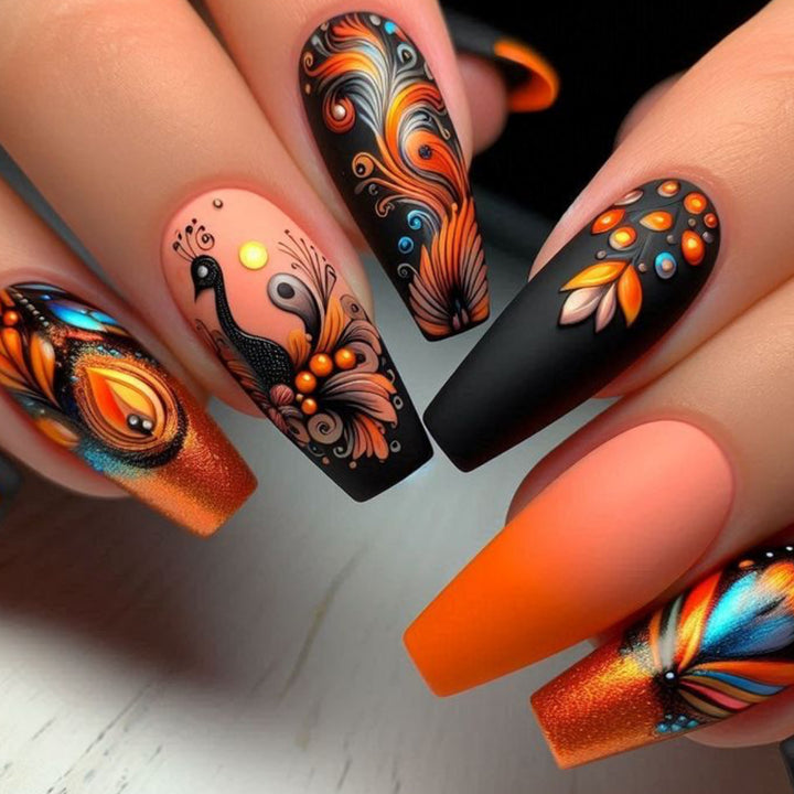 Intricate Peacock Nail Art Design Kalsten
