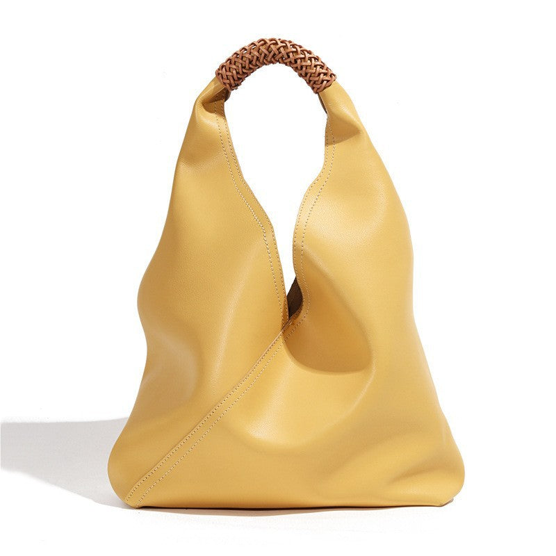Asymmetrical Slouchy Hobo Tote with Braided Top Handle