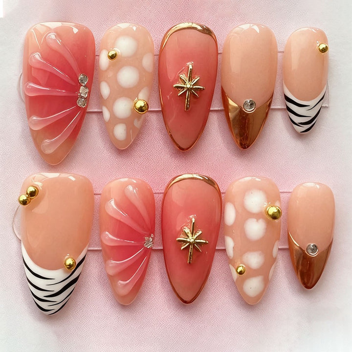 Elegant Artificial Nails with Botanical Designs Kalsten