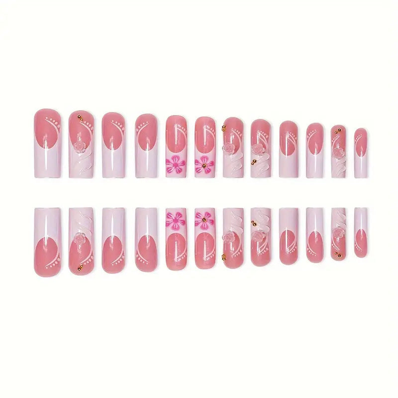 Elegant Floral Acrylic Nail Enhancements Kalsten 1789447194