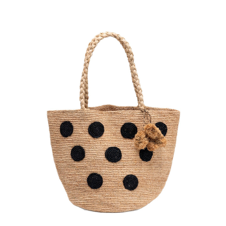 Braided beach bag with decorative 3D dot pattern Kalsten
