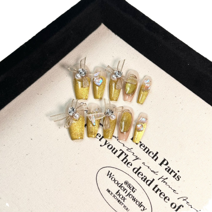 Glamorous Rhinestone and Glitter Press-On Nail Set